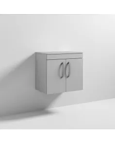 APS6539 600 WH 2-Door Vanity & Worktop Gloss Grey Mist