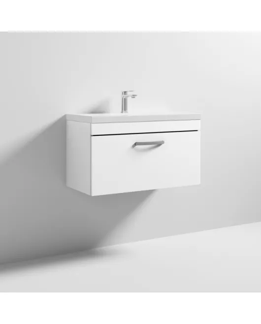 APS6540 800 WH Single Drawer Vanity & Basin 1 Gloss White