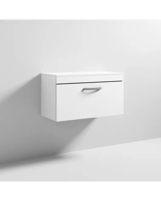 APS6544 800 WH Single Drawer Vanity & Worktop Gloss White