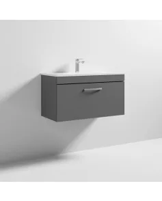 APS6548 800 WH Single Drawer Vanity & Basin 2 Gloss Grey