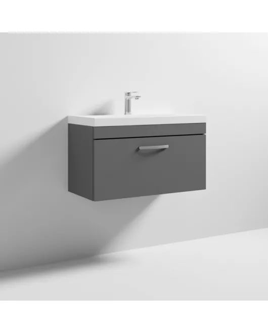 APS6549 800 WH Single Drawer Vanity & Basin 3 Gloss Grey