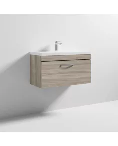 APS6558 800 WH Single Drawer Vanity & Basin 1 Driftwood
