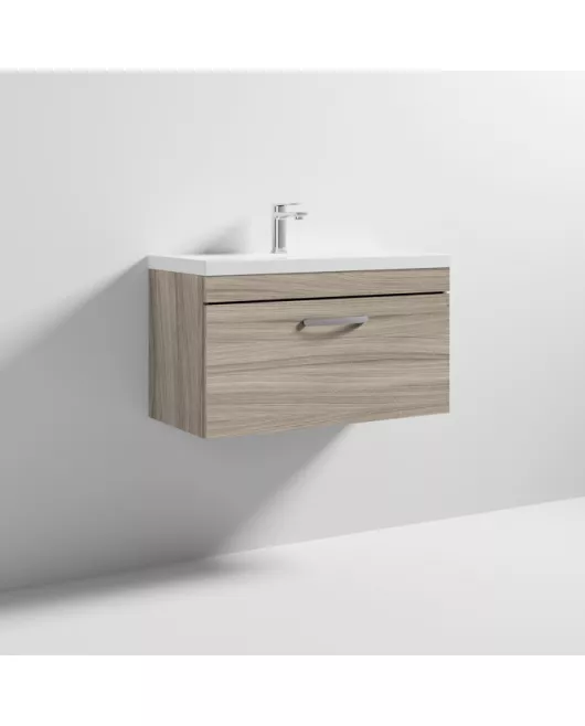 APS6558 800 WH Single Drawer Vanity & Basin 1 Driftwood