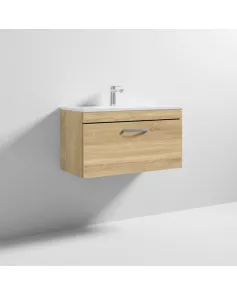 APS6566 800 WH Single Drawer Vanity & Basin 2 Natural Oak