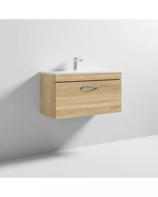 APS6566 800 WH Single Drawer Vanity & Basin 2 Natural Oak