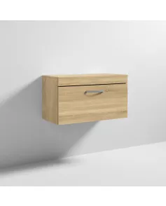 APS6568 800 WH Single Drawer Vanity & Worktop Natural Oak
