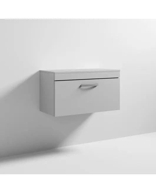 APS6586 800 WH Single Drawer Vanity & Worktop Gloss Grey Mist