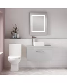 APS6586 800 WH Single Drawer Vanity & Worktop Gloss Grey Mist