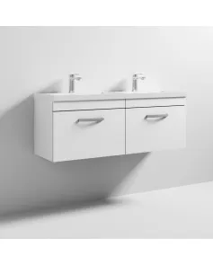APS6668 1200 WH 2-Drawer Vanity & Double Basin Gloss White