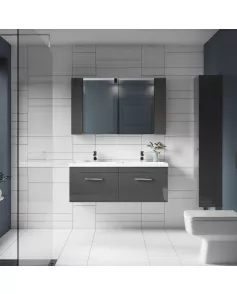 APS6670 1200 WH 2-Drawer Vanity & Double Basin Gloss Grey