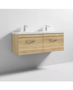 APS6673 1200 WH 2-Drawer Vanity & Double Basin Natural Oak