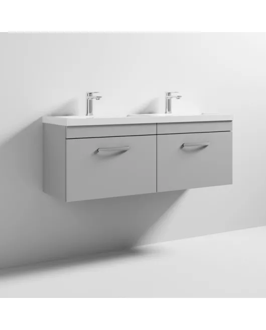 APS6676 1200 WH 2-Drawer Vanity & Double Basin Gloss Grey Mist