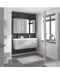 APS6676 1200 WH 2-Drawer Vanity & Double Basin Gloss Grey Mist