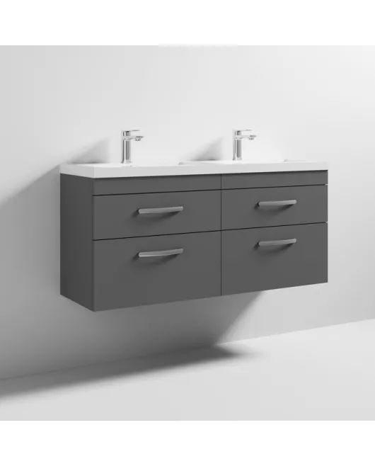 APS6678 1200 WH 4-Drawer Vanity & Double Basin Gloss Grey