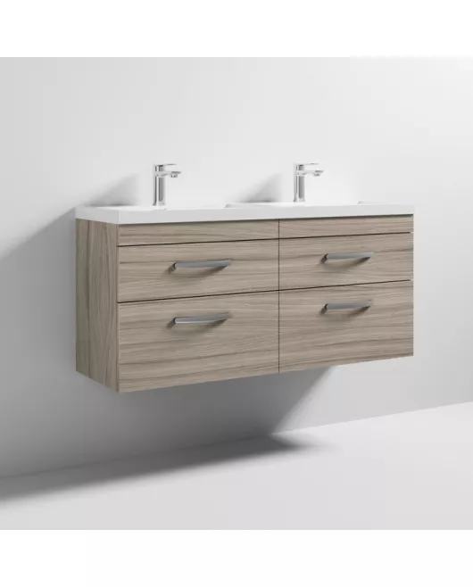 APS6680 1200 WH 4-Drawer Vanity & Double Basin Driftwood