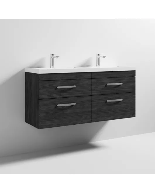 APS6683 1200 WH 4-Drawer Vanity & Double Basin Hacienda Black