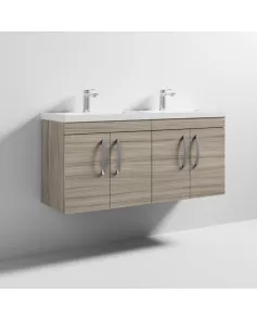 APS6688 1200 WH 4-Door Vanity & Double Basin Driftwood