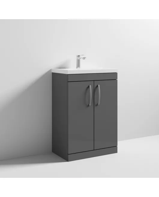 APS6738 600 FS 2-Door Vanity & Basin 1 Gloss Grey
