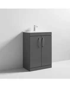 APS6740 600 FS 2-Door Vanity & Basin 2 Gloss Grey