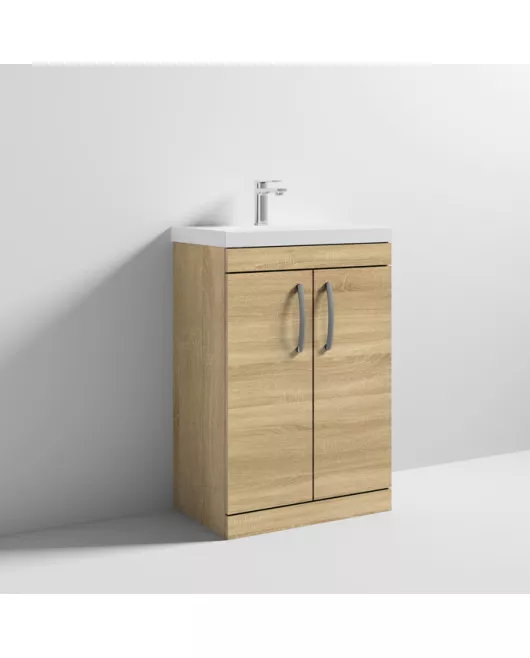 APS6756 600 FS 2-Door Vanity & Basin 3 Natural Oak