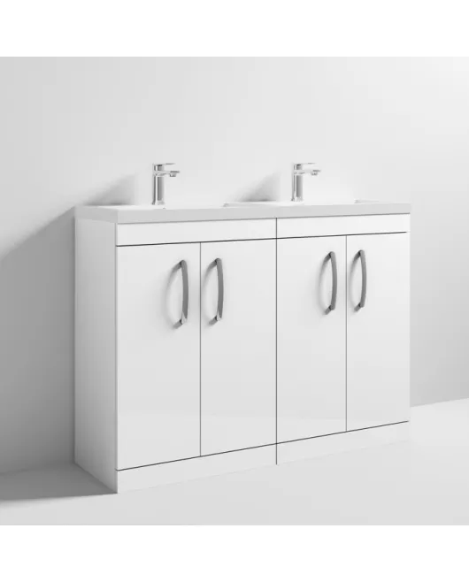 APS6773 1200 FS 4-Door Vanity & Double Basin Gloss White