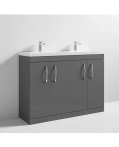 APS6774 1200 FS 4-Door Vanity & Double Basin Gloss Grey