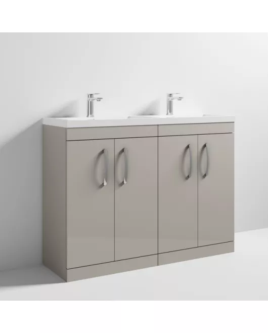APS6775 1200 FS 4-Door Vanity & Double Basin Stone Grey