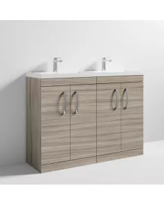 APS6776 1200 FS 4-Door Vanity & Double Basin Driftwood