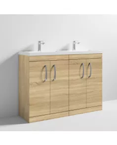 APS6777 1200 FS 4-Door Vanity & Double Basin Natural Oak