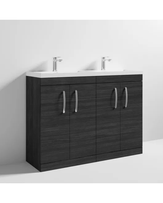 APS6779 1200 FS 4-Door Vanity & Double Basin Hacienda Black
