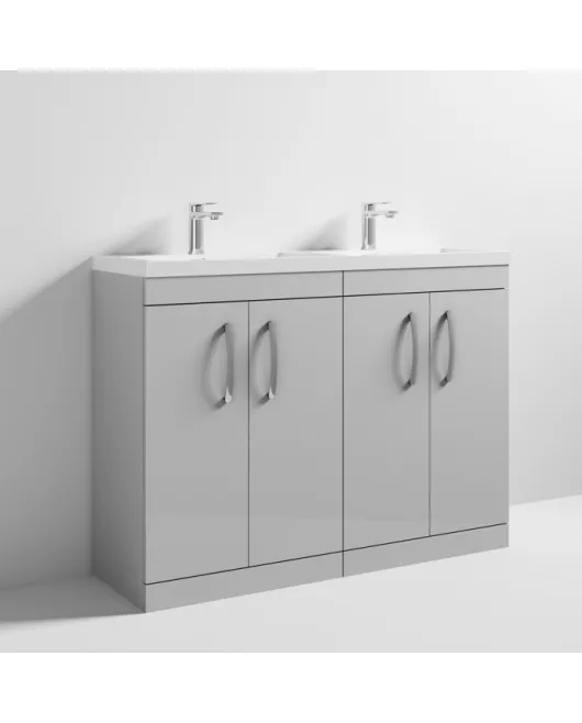 APS6780 1200 FS 4-Door Vanity & Double Basin Gloss Grey Mist
