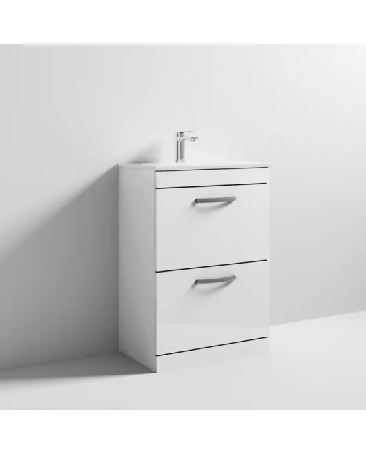 APS6783 600 FS 2-Drawer Vanity & Basin 2 Gloss White