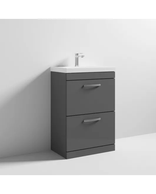 APS6789 600 FS 2-Drawer Vanity & Basin 3 Gloss Grey