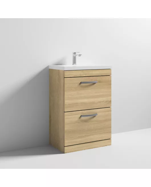 APS6801 600 FS 2-Drawer Vanity & Basin 1 Natural Oak
