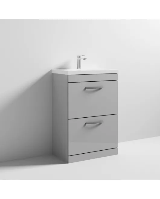 APS6816 600 FS 2-Drawer Vanity & Basin 1 Gloss Grey Mist