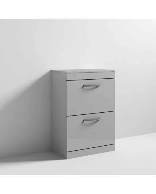 APS6820 600 FS 2-Drawer Vanity & Worktop Gloss Grey Mist