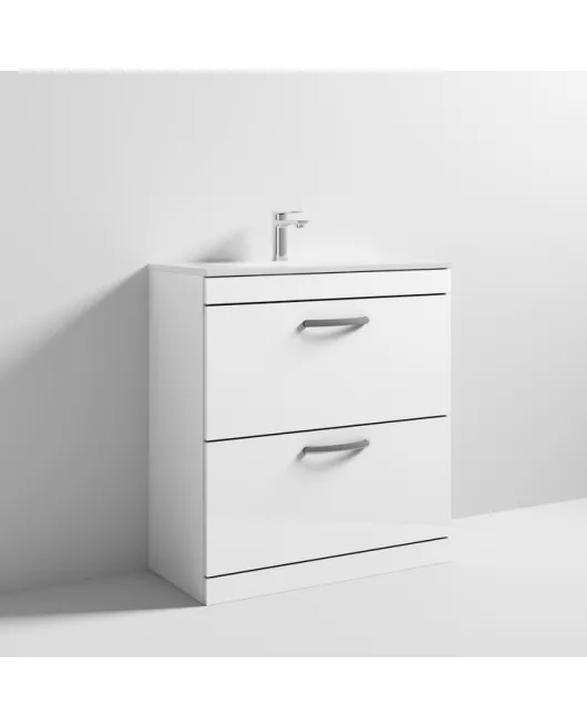 APS6823 800 FS 2-Drawer Vanity & Basin 2 Gloss White