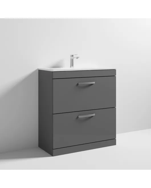 APS6828 800 FS 2-Drawer Vanity & Basin 2 Gloss Grey