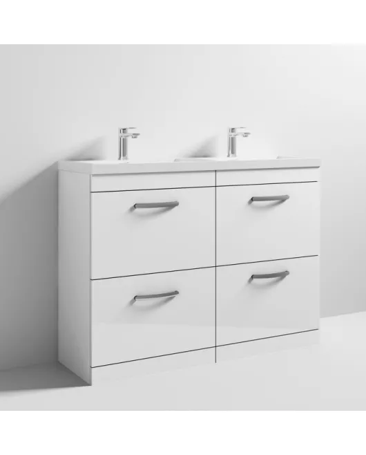 APS6861 1200 FS 4-Drawer Vanity & Double Basin Gloss White