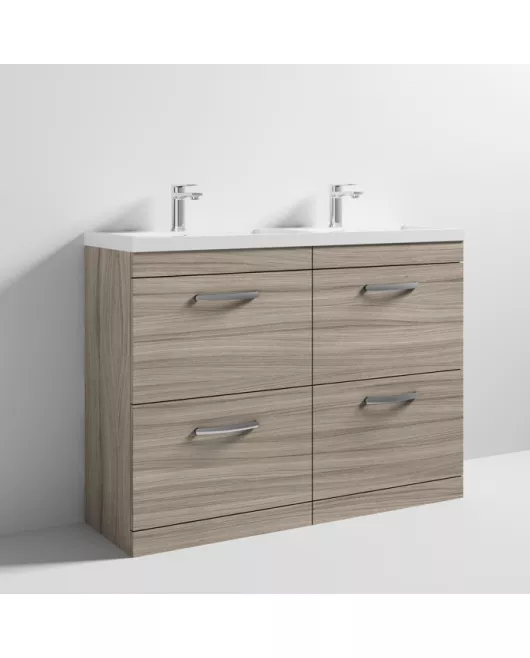 APS6864 1200 FS 4-Drawer Vanity & Double Basin Driftwood