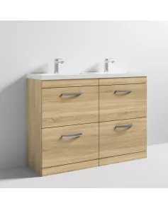APS6865 1200 FS 4-Drawer Vanity & Double Basin Natural Oak