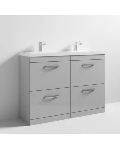 APS6868 1200 FS 4-Drawer Vanity & Double Basin Gloss Grey Mist