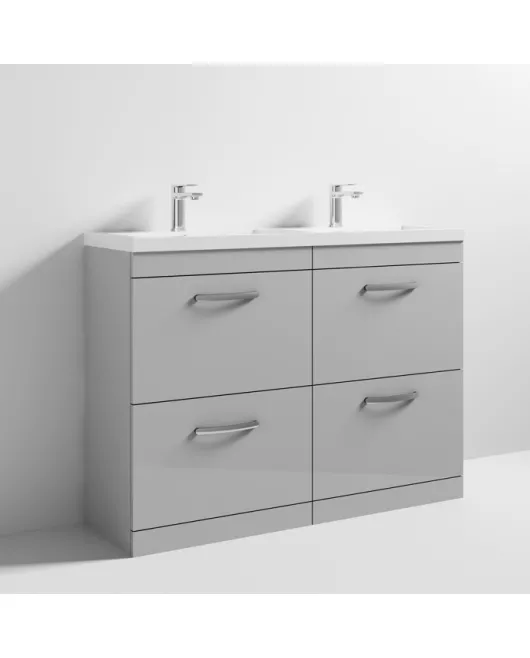 APS6868 1200 FS 4-Drawer Vanity & Double Basin Gloss Grey Mist
