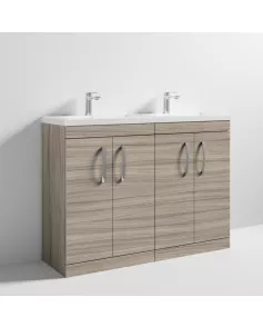APS6869 1200 FS 4-Door Vanity & Double Basin Driftwood