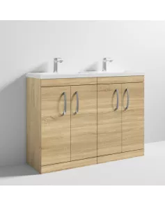 APS6871 1200 FS 4-Door Vanity & Double Basin Natural Oak