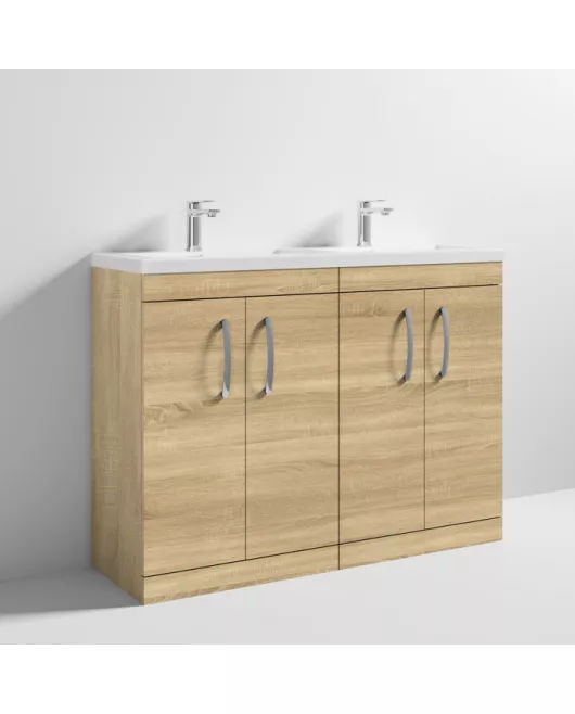 APS6871 1200 FS 4-Door Vanity & Double Basin Natural Oak