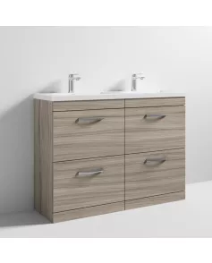 APS6876 1200 FS 4-Drawer Vanity & Double Basin Driftwood