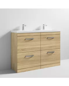 APS6877 1200 FS 4-Drawer Vanity & Double Basin Natural Oak