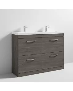 APS6878 1200 FS 4-Drawer Vanity & Double Basin Brown Grey Avola