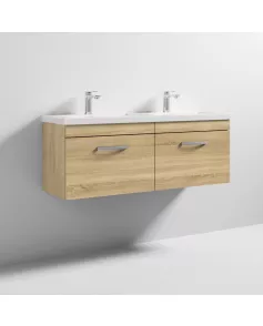 APS6883 1200 WH 2-Drawer Vanity & Double Basin Natural Oak